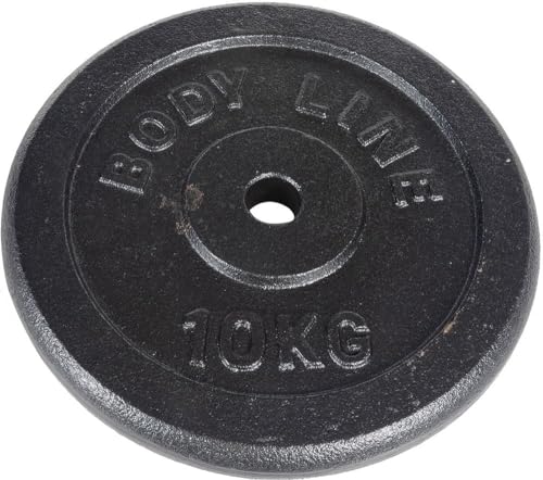 Bodyline Scheibe aus Gusseisen 10 kg für Hanteltraining, Hantel und Gewichtheben - Durchmesser 25 mm - für Fitnessstudio, Fitness, Training zu Hause von Bodyline