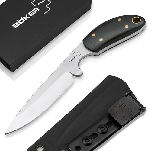 Böker Plus® Pocket Knife - feststehendes Taschenmesser mit Kydex-Scheide & Ulti-Clip - EDC Messer mit G10 Griff schwarz - kleines Fulltang Outdoor-Messer mit feststehender Klinge in Geschenk-Box von Böker Plus