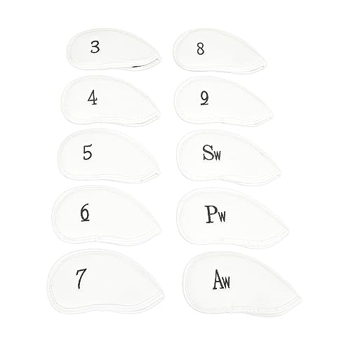 10PCS Golf Club Covers, PU Leather Protective Covers, Abrasion Resistant, Easy to Clean, Suitable for Most Standard Golf Clubs (White) von Bognajin