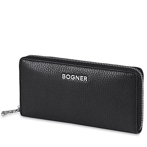 Bogner - andermatt ela Portemonnaie für Damen, hochwertige Geldbörse in schwarzem genarbten Leder für Damen, mit Logodetail von Bogner