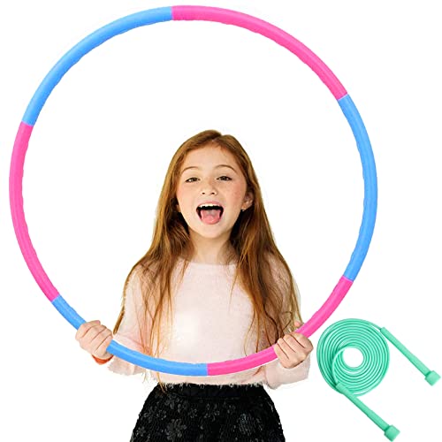 Bojoncka Hula-Hoop-Reifen und Springseil für Kinder, großer Hula-Ring für Sport, Seilspringen, trennbares Design (6 Stück) von Bojoncka