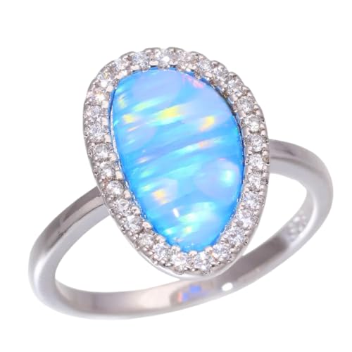 Ring Ringe Damen Bijouterie Herren Blauer Modischer Damenringschmuck Für Die Tägliche Verlobung Und Hochzeit, Einzigartig Und Charmant, Zu Jedem Anlass Zu Tragen, 6 Silber von Bokmergne