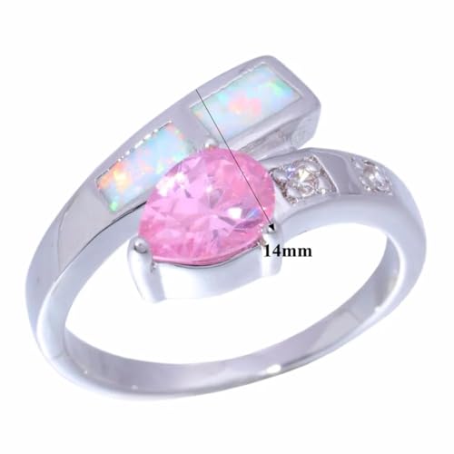 Ring Ringe Damen Bijouterie Herren Rosa Damen-Schmuckring. Exquisiter Ring, Geeignet Für Die Tägliche Verlobung, Hochzeit Und Jeden Anlass. Einzigartig Und Charmant. 5 Silber von Bokmergne