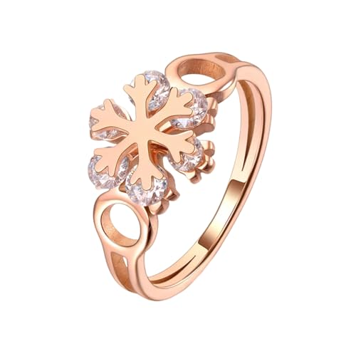 Ring Ringe Damen Bijouterie Herren Stilvoller Schneeflocken-Verlobungsring Für Damen Und Mädchen, Sehr Exquisiter Schneeflockenring 11 von Bokmergne