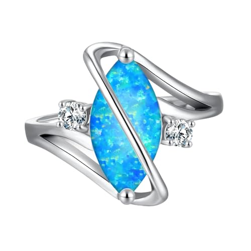 Ring Ringe Damen Bijouterie Herren Trendiger Blauer Ring, Ovaler Kreuzring Für Frauen, Hochzeit, Party, Modeschmuck, 7 Blau von Bokmergne