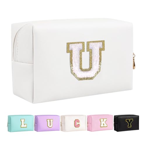 Make-up Tasche für Mädchen und Frauen, personalisierte Make-up Taschen mit Initialen wasserdichter PU Leder Reißverschluss Kulturbeutel Kosmetiktasche Make-up Tasche für Mädchen und Frauen, personalisierte Make-up Taschen mit Initialen wasserdichter PU Leder Reißverschluss Kulturbeutel Kosmetiktasche von Boletochic