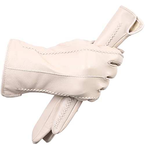 Farbige Mode Lederhandschuhe, hochwertige Lederhandschuhe Damen, Echtleder-Winterhandschuhe, hält warm, Damen-Lederhandschuhe, Beige 8 Farbige Mode Lederhandschuhe, hochwertige Lederhandschuhe Damen, Echtleder-Winterhandschuhe, hält warm, Damen-Lederhandschuhe, Beige 8 von Bollrllr
