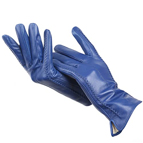 Mode neue Damenhandschuhe, Schaffell Damen Winterhandschuhe, Mehrfarbige Damen Lederhandschuhe Blau 8,5 Mode neue Damenhandschuhe, Schaffell Damen Winterhandschuhe, Mehrfarbige Damen Lederhandschuhe Blau 8,5 von Bollrllr