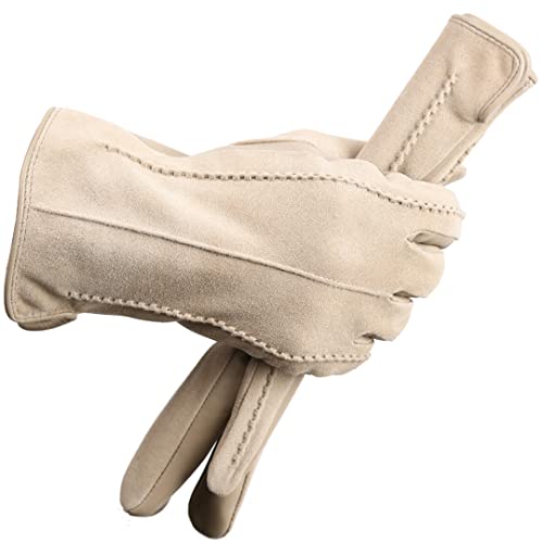 Modische Wildleder-Handschuhe, Premium-Damen-Lederhandschuhe, mehrfarbige Damenhandschuhe, warme Winterhandschuhe, beige 7,5 Modische Wildleder-Handschuhe, Premium-Damen-Lederhandschuhe, mehrfarbige Damenhandschuhe, warme Winterhandschuhe, beige 7,5 von Bollrllr