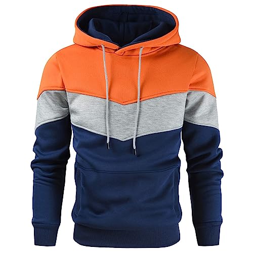 Bonbela Herren-Kapuzenpullover, Modisch, Locker, Bequem, Atmungsaktiv, Farbblockierung, Männlicher Sportlicher Kapuzenpullover Zum Joggen (L) von Bonbela