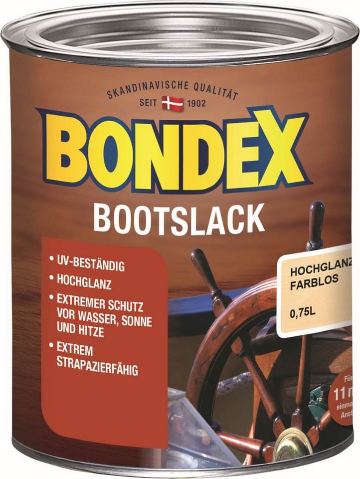 Bondex Lack Bootslack für Innen und Aussen, Hochglanz, Farblos, UV-beständig von Bondex