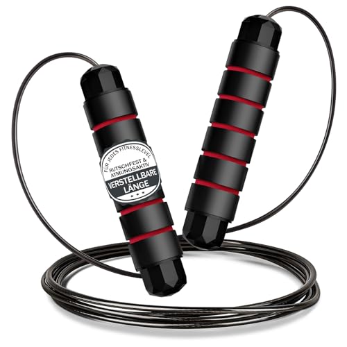 Springseil - Seilspringen für Erwachsene Fitness, Sprungseil Erwachsener für Zur Gewichtsreduktion Länge Einstellbar mit Schaum Griffe Rot-Schwarz 1 Stück Springseil - Seilspringen für Erwachsene Fitness, Sprungseil Erwachsener für Zur Gewichtsreduktion Länge Einstellbar mit Schaum Griffe Rot-Schwarz 1 Stück von Bonison