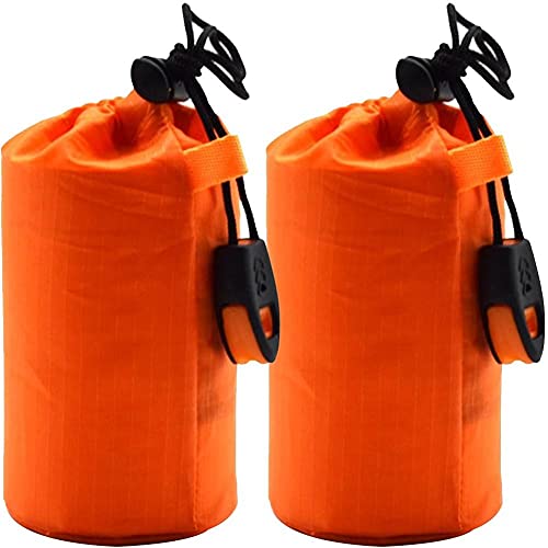 Notfallschlafsack Im 2er-Pack Leichter Überleben Schlafsäcke Thermal Biwaksack Tragbare Notdecken Für Camping, Wandern, Outdoor, Aktivitäten Orange von Bontannd