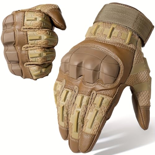 Bontebian 1 Paar Camouflage-Vollfingerhandschuhe für Herren, atmungsaktive, verschleißfeste Handschuhe, geeignet für Outdoor-Aktivitäten (Braun,L) von Bontebian