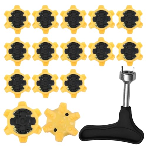 Bootoow Golf Schuh Spikes, 16 Golf Spikes Stollen mit 1 Handheld Golfschuh Spike-Schlüssel Ersatz für Golfschuhspikes spikes für schuhe spikes schuhe gelb Bootoow Golf Schuh Spikes, 16 Golf Spikes Stollen mit 1 Handheld Golfschuh Spike-Schlüssel Ersatz für Golfschuhspikes spikes für schuhe spikes schuhe gelb von Bootoow