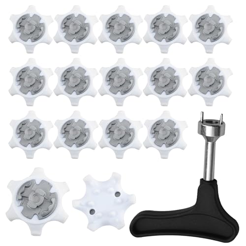 Bootoow Golf Schuh Spikes, 16 Golf Spikes Stollen mit 1 Handheld Golfschuh Spike-Schlüssel Ersatz für Golfschuhspikes spikes für schuhe spikes schuhe weiß Bootoow Golf Schuh Spikes, 16 Golf Spikes Stollen mit 1 Handheld Golfschuh Spike-Schlüssel Ersatz für Golfschuhspikes spikes für schuhe spikes schuhe weiß von Bootoow