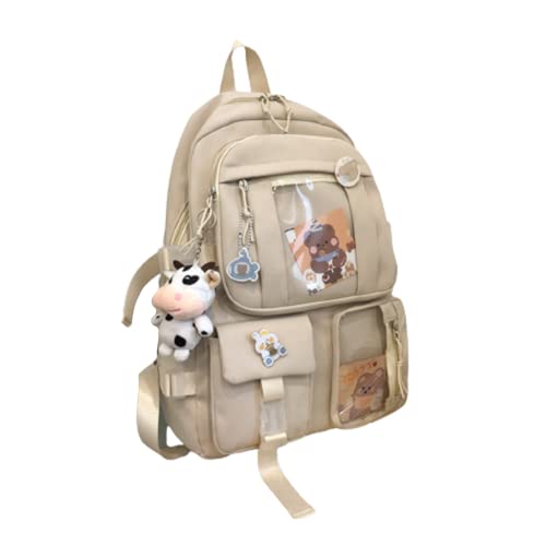 Bopchk Der Multi-Pocket Damen Rucksack Nylon Schultasche Rucksäcke für Mädchen Im Teenageralter Mode College Student Rucksack Mochila Feminina,Beige Bopchk Der Multi-Pocket Damen Rucksack Nylon Schultasche Rucksäcke für Mädchen Im Teenageralter Mode College Student Rucksack Mochila Feminina,Beige von Bopchk