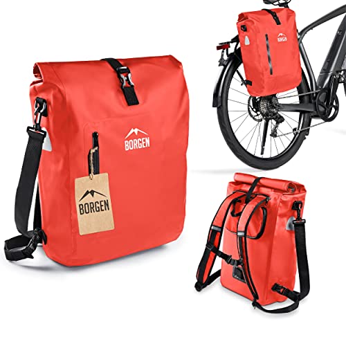 Borgen 3in1 Fahrradtasche für Gepäckträger wasserdicht - Verstärkte Träger (Neuerung 2023) - Verwendbar als Fahrradrucksack, Gepäckträgertasche, Fahrradtasche und Rucksack von Borgen
