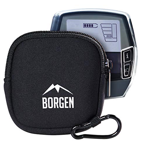 Borgen Neopren Tasche geeignet für Bosch Intuvia Display in schwarz - Hochwertige E-Bike Hülle - Schützt vor Kratzern und Stößen beim Transport und Reisen - Inkl Karabiner (Tasche) von Borgen