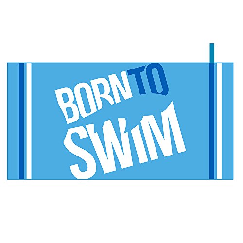 BornToSwim Mikrofaser Badetuch Handtuch Soft Towel, Hellblau mit Born to Swim Logo, 70 x 140 cm von BornToSwim