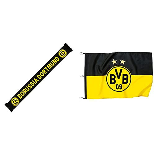 Borussia Dortmund, BVB-Schal, schwarz/Gelb, 0 & BVB-Hissfahne (150x100cm) von Borussia Dortmund