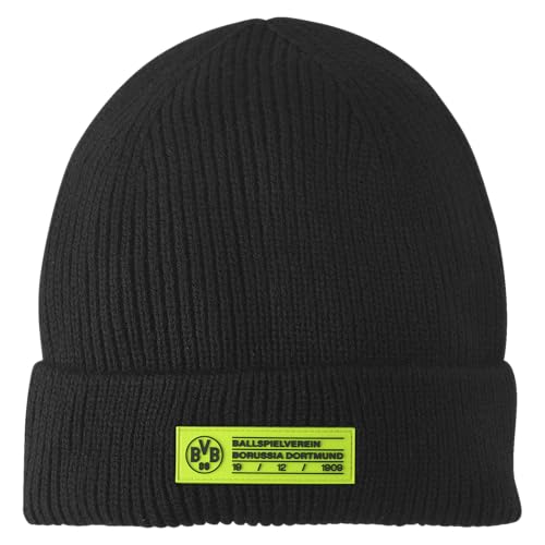 Borussia Dortmund BVB Beanie schwarz, gelber Aufnäher, Ballspielverein von Borussia Dortmund