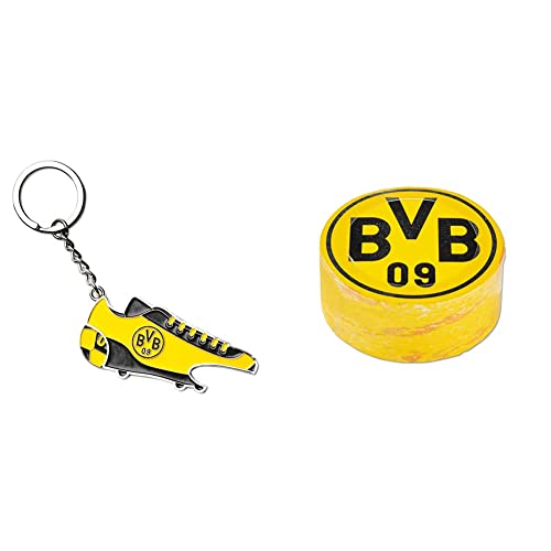 Borussia Dortmund BVB-Schlüsselanhänger mit Einkaufschip & Öffner & BVB-Zauberhandtuch (60 x 30 cm), Schwarz/gelb von Borussia Dortmund
