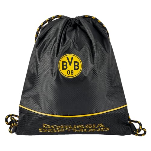 Borussia Dortmund BVB Turnbeutel - Sportlicher Gym-Bag mit BVB-Emblem, 100% Polyester, Kordelzug, ideal für Training, Sport und Freizeit, Schwarz von Borussia Dortmund