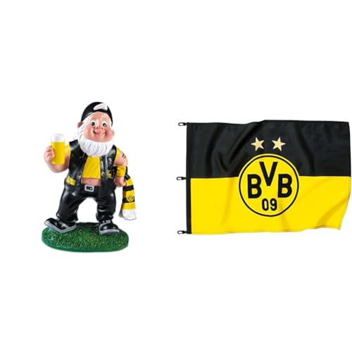 Borussia Dortmund Unisex BVB-gartenzwerg Kutte, Mehrfarbig, Einheitsgröße & BVB-Hissfahne (150x100cm) von Borussia Dortmund