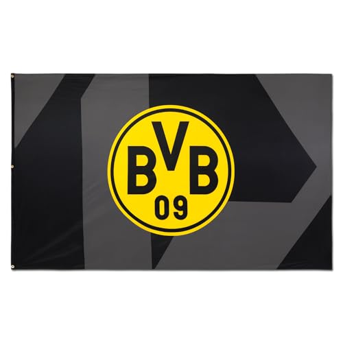 BVB Hissfahne Schwarz 250x150cm - Große Borussia Dortmund Flagge mit Emblem, 100% Polyester von Borussia Dortmund