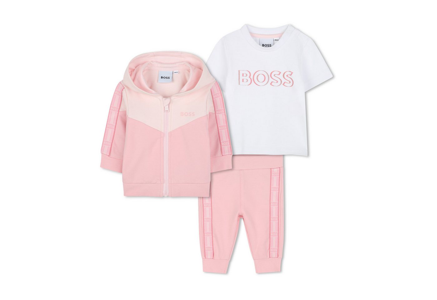 Boss Kidswear Jogginganzug BOSS Kidswear sommerlicher 3-teiliger Jogginganzug in weiß/ rosa Boss Kidswear Jogginganzug BOSS Kidswear sommerlicher 3-teiliger Jogginganzug in weiß/ rosa von Boss Kidswear