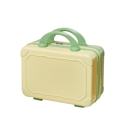 Bottone 35,6 cm ABS-Kosmetiktasche, tragbar, Reise-Make-up-Koffer, dekorative Handgepäck-Tragetasche für Frauen und Mädchen, Gelb mit Matcha von Bottone