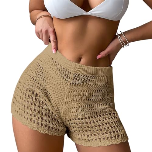 Damen-Badeanzug, hohl, hohe Taille, Badeshorts, einfarbig, Badehose von Bottone