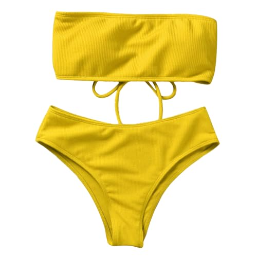 Trägerloses Damen-Bikinis-Set, hohe Taille, zweiteilig, Bauchkontrolle, Badeanzug von Bottone