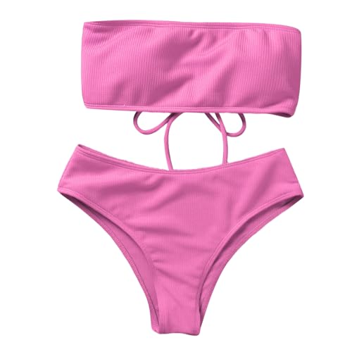 Trägerloses Damen-Bikinis-Set, hohe Taille, zweiteilig, Bauchkontrolle, Badeanzug von Bottone