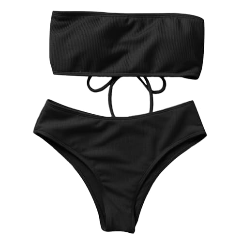 Trägerloses Damen-Bikinis-Set, hohe Taille, zweiteilig, Bauchkontrolle, Badeanzug von Bottone