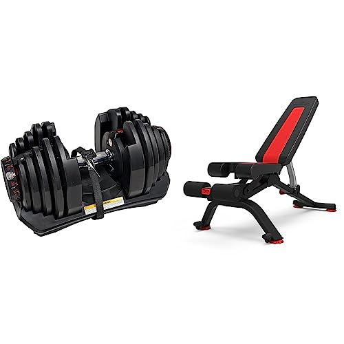 Bowflex Unisex Adult Selecttech 1090i Hantel, Schwarz/Rot, Einheitsgröße EU & 100675 Unisex-Adult 5.1S Verstellbare Hantelbank, Schwarz/Rot, one-Size, von Bowflex