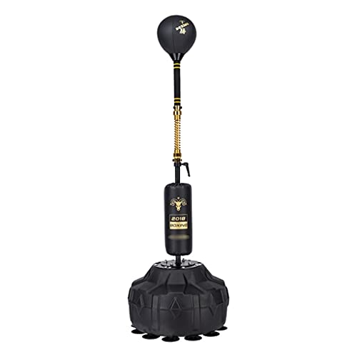 Boxsack Cobra Bag Fitness Reflex Bag Boxsack High Rebound Boxing Speed Ball Höhenverstellbar 145-180 cm Sandsack (50 x 50 x 150-180 cm, Schwarz + Gold) von Boxing Gym Equipment