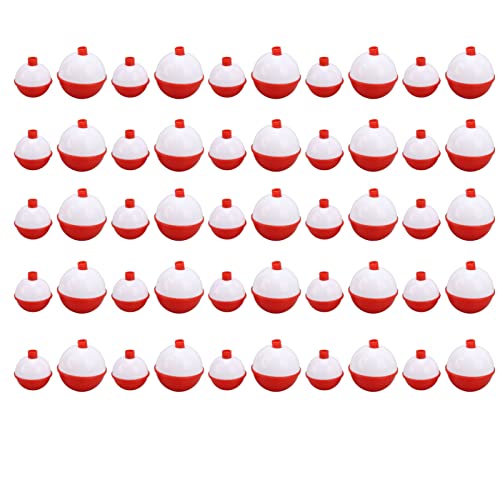 50 Stück kugelförmige Angelposen aus Kunststoff, weiß, rot, 2 Spezifikationen, Angel-Bobber für Angler von Boxwizard