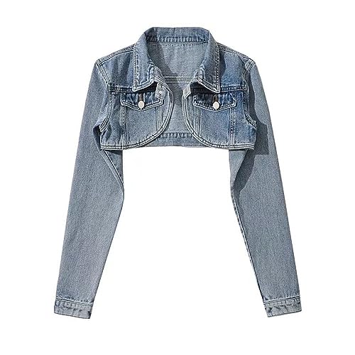 Jeans Jacken Für Damen,Kurze Damen Jeansjacke Distressed Bolero Achselzucken Kurze Tops Maßgeschneiderter Stretch Trucker Outwear Kurzer Denim Mantel Mit Knöpfen Strickjacke Jeansjacke Für Mädchen H Jeans Jacken Für Damen,Kurze Damen Jeansjacke Distressed Bolero Achselzucken Kurze Tops Maßgeschneiderter Stretch Trucker Outwear Kurzer Denim Mantel Mit Knöpfen Strickjacke Jeansjacke Für Mädchen H von BROLEO