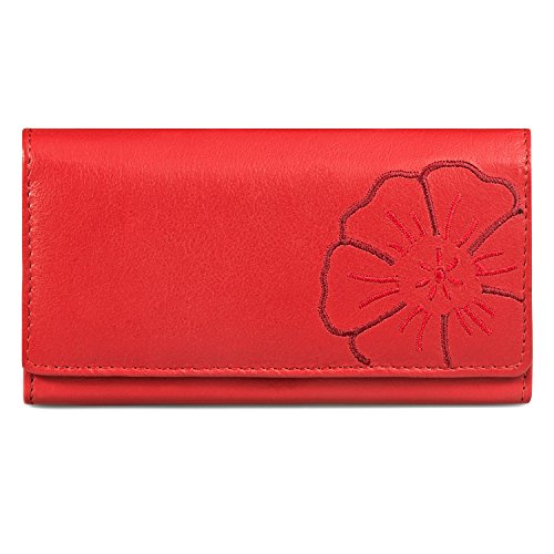 Branco Sehr großes Damen Portemonnaie, Elegante Kellnerbörse Größe XL, Nappa-Leder, Rot, 29918 von Branco