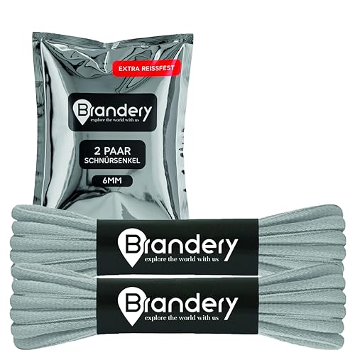 Brandery 2 Paar Premium Schnürsenkel reißfest - oval - 8 Farben - 120-140 cm lang - ca. 6mm breit - Sneaker - Sportschuhe - Laufschuhe von Brandery