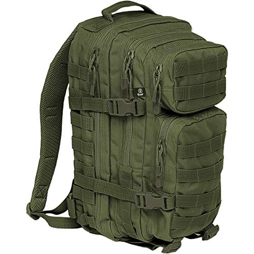 Brandit US ASSAULT PACK RUCKSACK MEDIUM 30L & LARGE 50L ARMEE OUTDOOR TASCHE BW COOPER, Farbe:Oliv, Volumen:Medium (30L) von Brandit