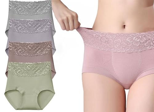 Bloomyfit - Auslaufsichere Höschen mit hoher Taille Bloomyfit Auslaufsichere Höschen Damenslips Unterwäsche mit hoher Taille Bauchkontrollhöschen (4PCS-A,[XL]) von BreWel