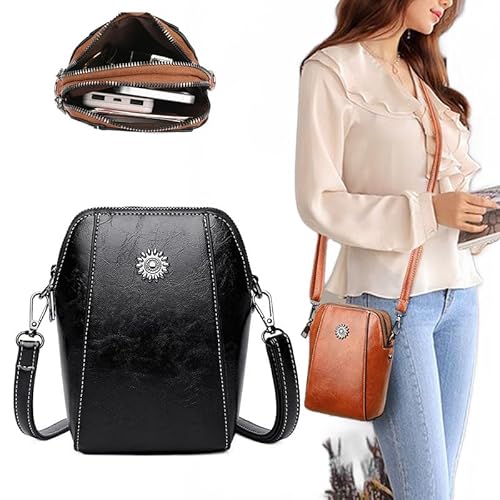 Elmyse Crossbody Tasche Leder Elmyse Tasche Retro All-Match All-Match vertikale Handytasche Women 's Soft Leather (1PCS-A,Einheitsgröße) von BreWel