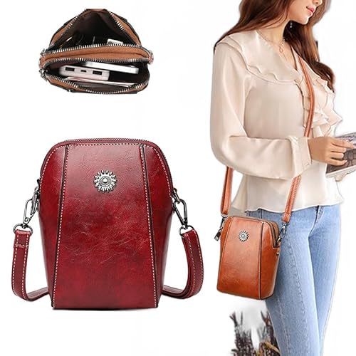 Elmyse Crossbody Tasche Leder Elmyse Tasche Retro All-Match All-Match vertikale Handytasche Women 's Soft Leather (1PCS-D,Einheitsgröße) von BreWel