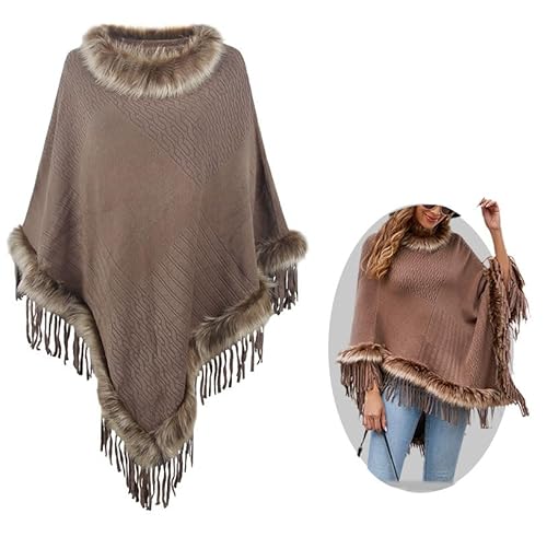 Frauen Herbst Schal Wrap Lose Winter Warme Schals & Wraps Wintermäntel Poncho Cape Jacke Kabel Strickschals Schal Poncho Unregelmäßiges Top (1PCS-C,EINE GRÖSSE) von BreWel