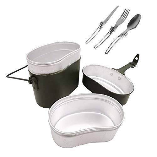 Breeshy 1 StüCk Camping Picknick Kocher Wandern Survival Bento Lunch Box Topf/SchüSsel 3-Teiliges Picknick Geschirr Set von Breeshy