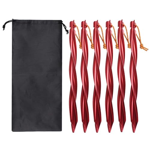 Breeshy 6X 25cm Outdoor Zeltheringe Erdnägel mit Aufbewahrungstasche Winddichte Nägel Campingzubehör Zeltbefestigung Rot von Breeshy