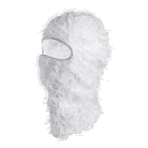 Breeshy Distressed-Skimaske, Vollgesichtsstrick-Fuzzy-Yeat-Shiesty-Distress-Maske für Männer und Frauen, Langlebig, Einfach zu Verwenden, Weiß von Breeshy